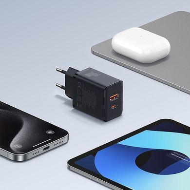 Купити Мережевий зарядний пристрій Baseus Cube Fast Charger C+U 30W EU Cluster Black
