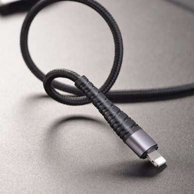 Купити Кабель BOROFONE BX32 USB to iP 2.4A, 1m, nylon, aluminum+TPE connectors, Black