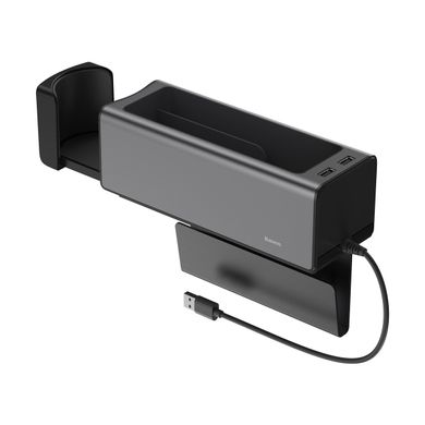 Купити Автомобильный органайзер Baseus Deluxe Metal Armrest Console Organizer(dual USB power supply) Black