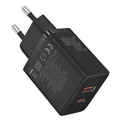Купити Мережевий зарядний пристрій Baseus Cube Fast Charger C+U 30W EU Cluster Black