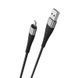 Кабель BOROFONE BX32 USB to iP 2.4A, 1m, nylon, aluminum+TPE connectors, Black