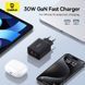 Мережевий зарядний пристрій Baseus Cube Fast Charger C+U 30W EU Cluster Black