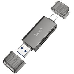 Купити Кардридер Hoco HB39 USB/Type-C 3.0 A to SD, TF Metal Gray