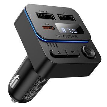 Купити АЗП з FM-модулятором BOROFONE BC60 Hero 35W(1A1C) car BT FM transmitter Black