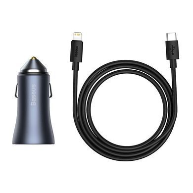 Купити Автомобільний зарядний пристрій Baseus Golden Contactor Pro Dual Car Charger U+C 40W (With Cable Type-C/ iP 1m) Dark Grey