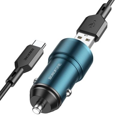 Купити Автомобильное зарядное устройство Borofone BZ19A charger set(Type-C) USB-A Sapphire Blue