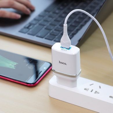 Купити Мережевий зарядний пристрій HOCO C12Q Smart QC3.0 charger set(Micro) 18W White