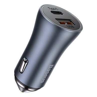 Купити Автомобільний зарядний пристрій Baseus Golden Contactor Pro Dual Car Charger U+C 40W (With Cable Type-C/ iP 1m) Dark Grey