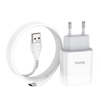 Купити Мережевий зарядний пристрій Hoco C72A Glorious single port charger set(Type-C) White
