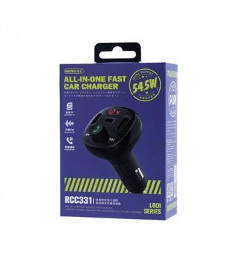 Купити АЗП з FM-модулятором REMAX Lodi Series All-in-One 54.5W PD+QC 2A+1C Fast Car Charge RCC331 Black
