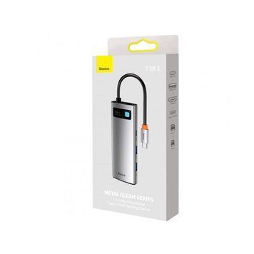 Купити USB-Hub Baseus Metal Gleam Series 7-в-1 Многофункциональная Type-C HUB Док-станция Gray（Type-C to HDMI*1+USB3.0*2+USB-C*1+PD*1+SDTF*1)