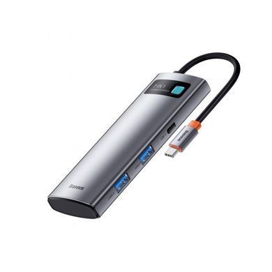 Купити USB-Hub Baseus Metal Gleam Series 7-в-1 Многофункциональная Type-C HUB Док-станция Gray（Type-C to HDMI*1+USB3.0*2+USB-C*1+PD*1+SDTF*1)