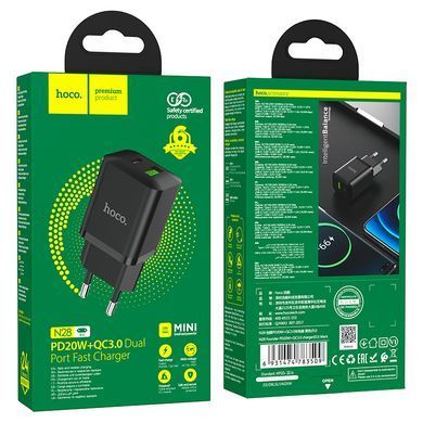 Купити Сетевой зарядный прибор HOCO N28 Founder PD20W+QC3.0 charger Black
