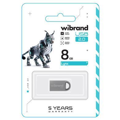 Купити Флеш-накопичувач Wibrand USB 2.0 Lynx 8Gb Silver