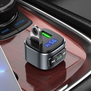 Купити АЗП с FM-модулятором HOCO E67 Fighter QC3.0 18W car BT FM transmitter Black