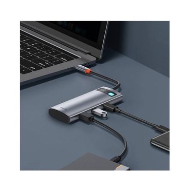Купити USB-Hub Baseus Metal Gleam Series 7-в-1 Многофункциональная Type-C HUB Док-станция Gray（Type-C to HDMI*1+USB3.0*2+USB-C*1+PD*1+SDTF*1)