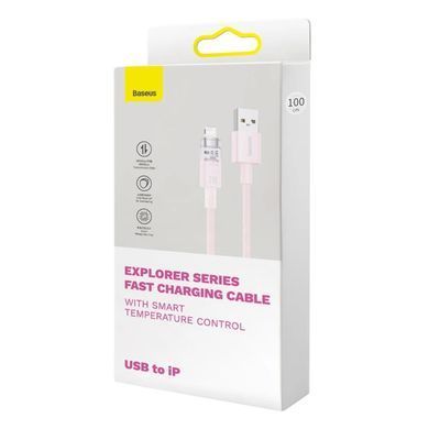 Купити Кабель Baseus Explorer Series Fast Charging Cable with Smart Temperature Control USB to iP 2.4A 1m Pink