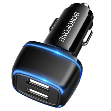 Купити Автомобільний зарядний пристрій Borofone BZ14 Max dual port (Lightning) USB-A Black