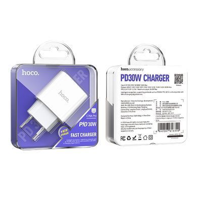 Купити Сетевой зарядный устройство HOCO C76A Pro Majestic single port PD30W charger White