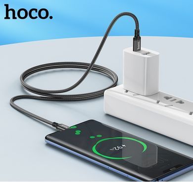 Купити Кабель HOCO X14 Type-C to Type-C 60W, 1m, nylon, aluminum connectors, Black