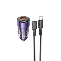 Купити Автомобільний зарядний пристрій Borofone BZ20 charger set(C to iP) USB-A/Type-C Transparent Purple