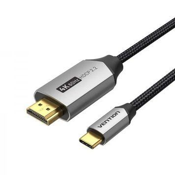 Купити Кабель Vention Cotton Braided USB-C to HDMI Cable 1.5M Black Aluminum Alloy Type