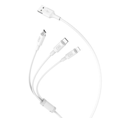 Купити Кабель Hoco X25 USB-C+microUSB+Lightning USB 2A 1m White