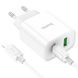 Сет сетевой зарядное устройство HOCO C80A Plus Rapido PD20W+QC3.0 (C на iP) White