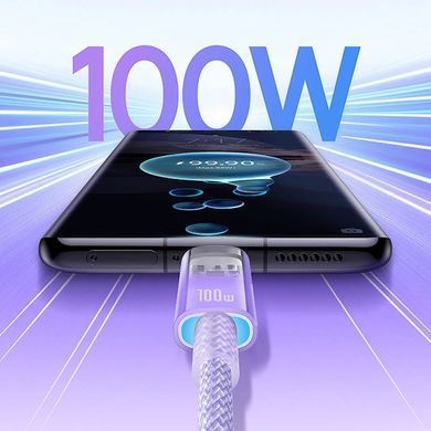 Купити Кабель Baseus Explorer Series Fast Charging Cable with Smart Temperature Control USB-C to USB-C 100W 1m Nebula Purple