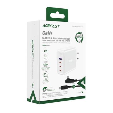 Купити Мережевий зарядний пристрій ACEFAST A37 GaN charger set(cable C to C) White