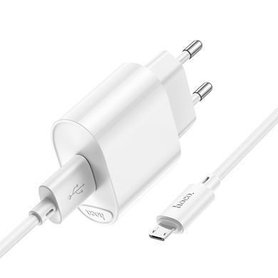 Купити Сет сетевого зарядного устройства HOCO C109A Fighter single port QC3.0 charger (Micro) White