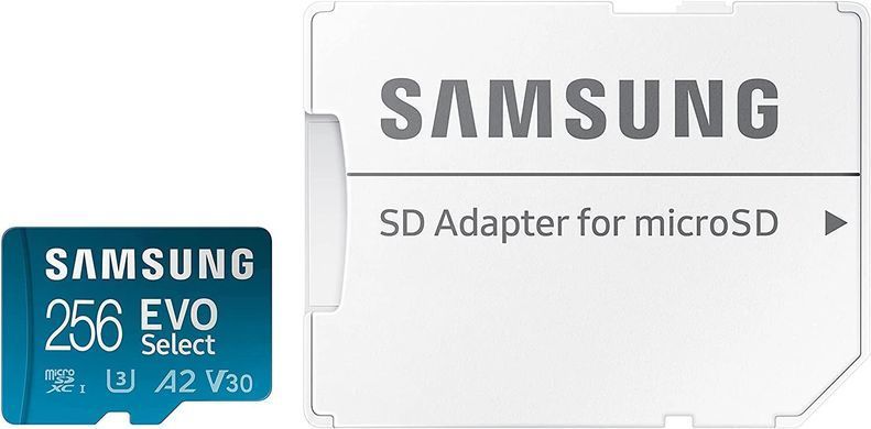 Купити Карта пам'яті microSDXC (UHS-І U3) Samsung EVO Select 256Gb class 10 A2 V30 (R130MB/s, W30MB/s) (adapter SD)
