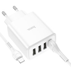 Купити Мережевий зарядний пристрій Hoco C102A Fuerza QC3.0 four-port charger set(iP) White