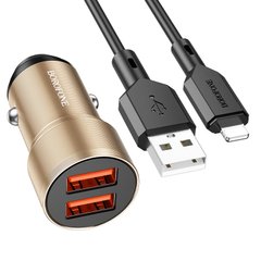 Купити Автомобильное зарядное устройство Borofone BZ19 charger set(iP) 2 × USB Gold