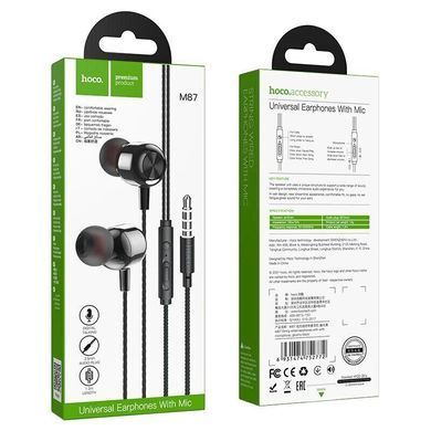 Купити Навушники HOCO M87 String wired earphones with with microphone Gloomy Black