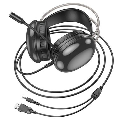 Купити Навушники з мікрофоном Hoco USB-A + штекер 3,5 мм Black