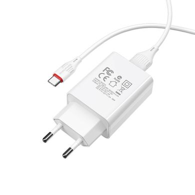 Купити Сетевое зарядное устройство Borofone BA21A Long journey single port QC3.0 charger set(Type-C) White