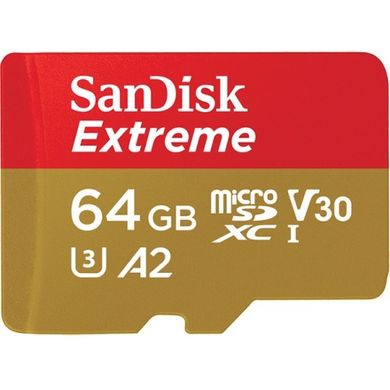 Купити Карта памяти SanDisk Extreme microSDXC 64GB Class 10 V30 60 MB/s R-160MB/s +SD-адаптер