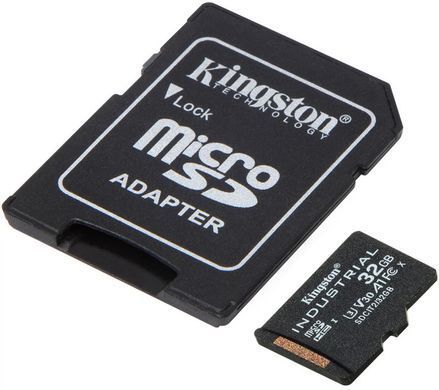 Купити Карта пам'яті microSDHC (UHS-1 U3) Kingston Industrial 32Gb class 10 V30 А1 (adapter SD)