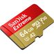 Карта памяти SanDisk Extreme microSDXC 64GB Class 10 V30 60 MB/s R-160MB/s +SD-адаптер