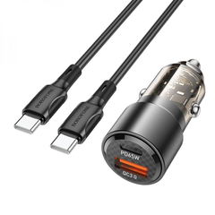 Купити Автомобільний зарядний пристрій Borofone BZ20A charger set(C to C) USB-A/Type-C Transparent Black