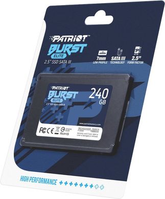 Купити Накопичувач SSD Patriot Burst Elite 240GB 2.5" 7mm SATAIII TLC 3D 240GB 2.5" SATA III (6Gb/s) 3D TLC NAND