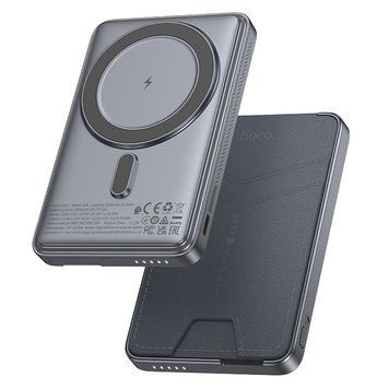 Купити Зовнішній акумулятор HOCO Q46 Title PD20W magnetic power bank+card holder+phone holder(5000mAh) Silver Gray