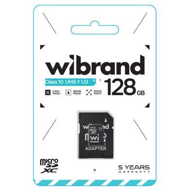 Купити Карта пам'яті microSDXC (UHS-1 U3) Wibrand 128Gb class 10 (adapter SD)
