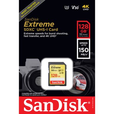 Купити Карта пам'яті SanDisk microSDXC Extreme 128GB Class 10 V30 до 150 МВ/с Без адаптера