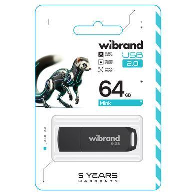 Купити Флеш-накопитель Wibrand USB 2.0 Mink 64Gb Black