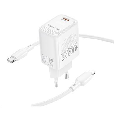 Купити Сетевой зарядный прибор BOROFONE BN28 Fuente single port PD30W charger (EU) White