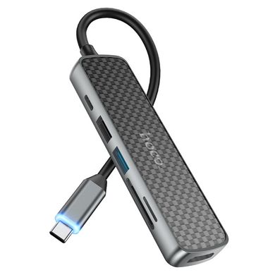 Купити USB-хаб Hoco HB24 Easy display Metal Gray