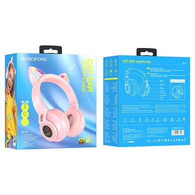 Купити Навушники Borofone BO18 Cat Bluetooth / AUX 3,5 мм Pink