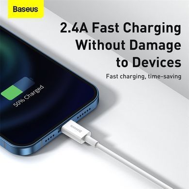 Купити Кабель Baseus Superior Series Fast Charging Data Cable USB to iP 2.4A 0.25m White